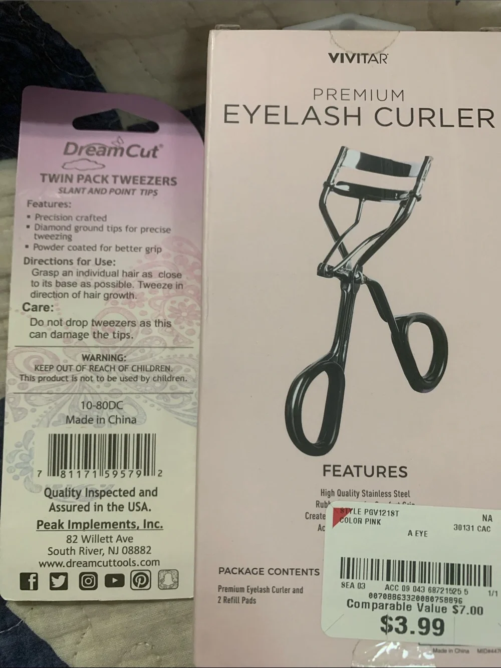 Vivitar Simply Beautiful Silver Eyelash Curler with Black Tweezers Twin Pack